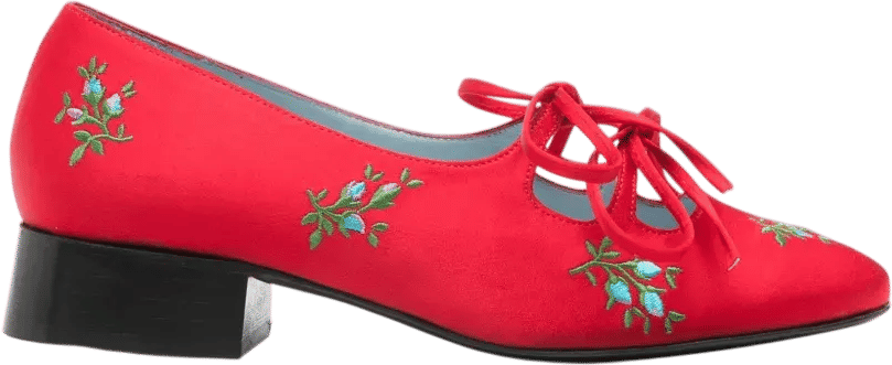 Isabel floral-embroidery pumps