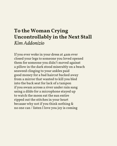 To the Woman Crying Uncontrollably in the Next Stall