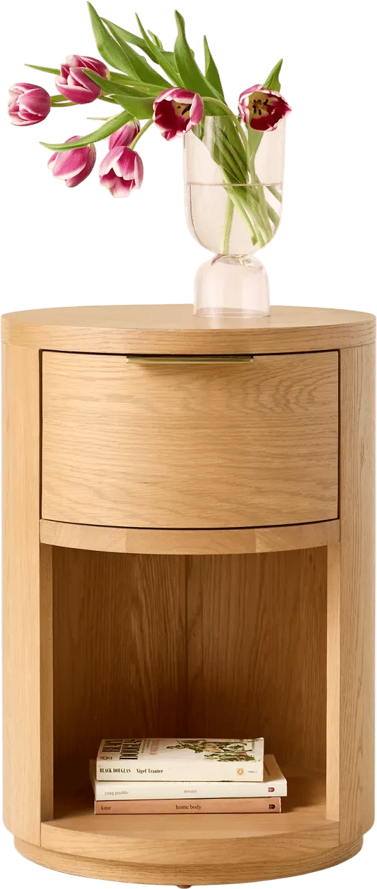 Round Wood Nightstand