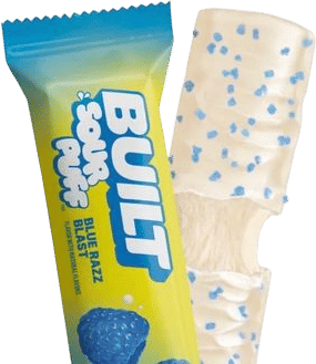 Half-melted puff built protein bar (blue sour-razzle)