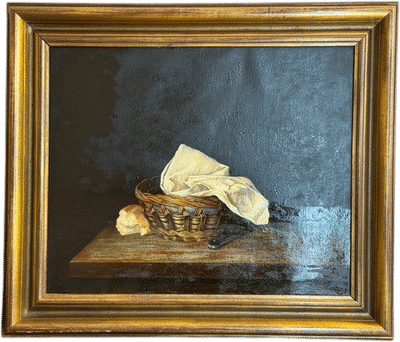 Unsigned Still Life Painting of a Bread Basket