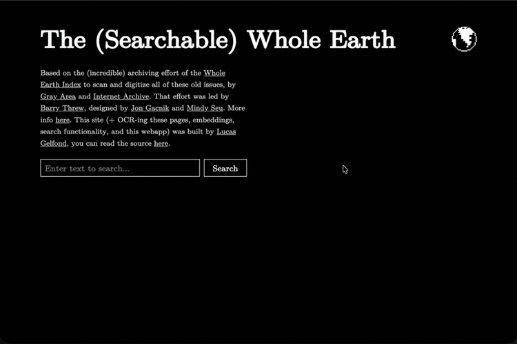 The (Searchable) Whole Earth Catalog
