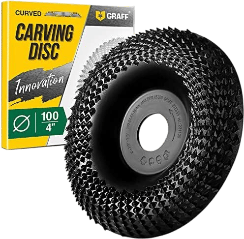 GRAFF Premium Wood Carving Disc 4 Inch for Angle Grinder – Shaping and Grinding Wheel for Wood, Softwood, Hardwood – Woodworking Angle Grinder Attachment with 7/8" – 5/8" Arbor