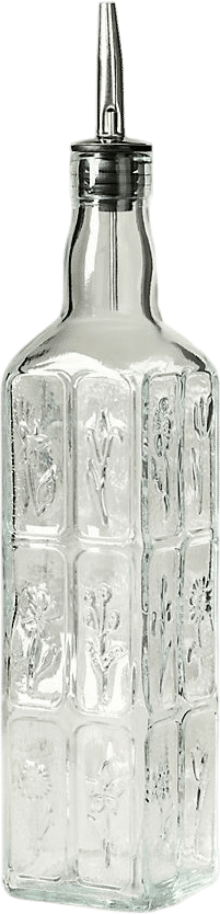 Floral Embossed Glass Oil Cruet