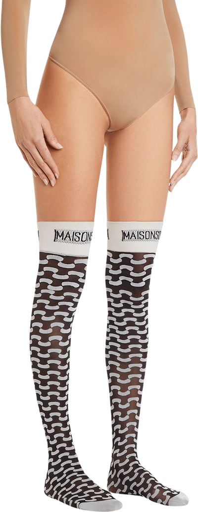 Fluid Over Knee-Highs (Black/White)