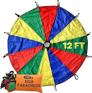 GSi Kids Play Parachute Rainbow Parachute Toy Tent Game (12 Feet)