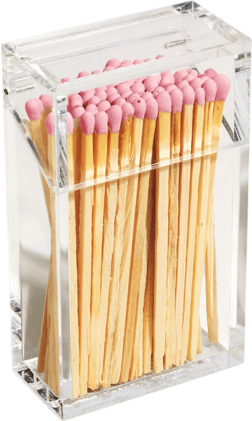 Clear Acrylic Cigarette Case With Long 4" Safety Matches