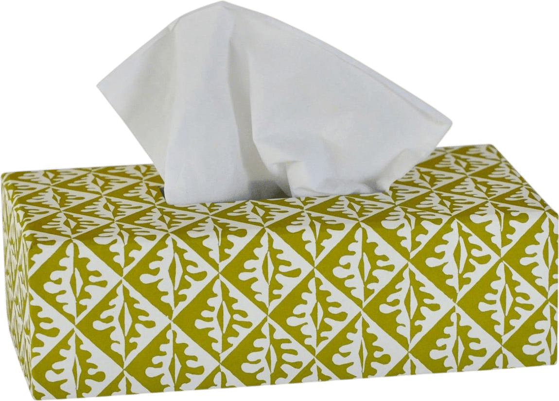 Cambridge Imprint Tissue Box Cover in Oak Leaves Sap Green