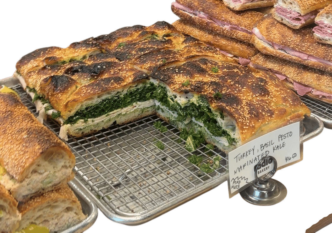 Turkey, Basil Pesto, Marinated Kale Focaccia