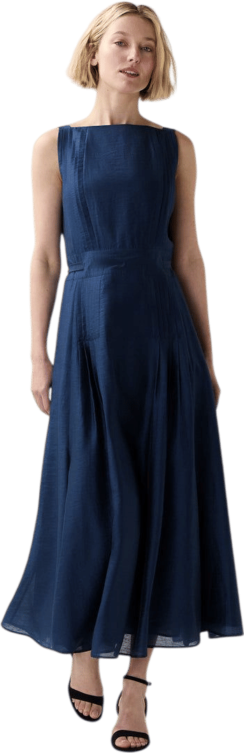 Rose Dress in Marine Featherweight Faille
