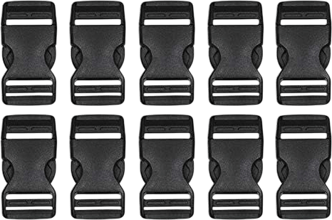 Penta Angel 10Pcs 25mm/1 Inch Black Plastic Buckle Clips Dual Adjustable Buckles Craft Webbing Quick Side Release Buckles for Luggage Straps Pet Collar Backpack Repairing