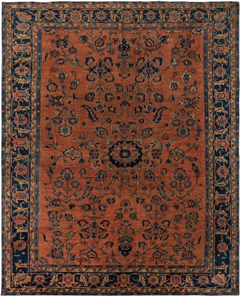 10' 2" x 12' 9" Hand Knotted Sarough Persian Wool Rug