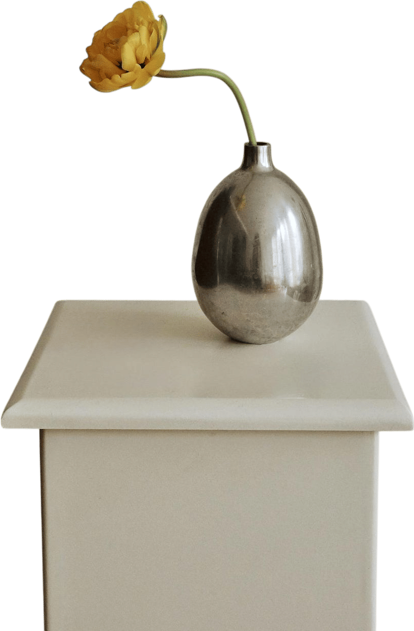 Vintage Minimalist Ovoid Bud Vase | Sculptural Metal Vessel