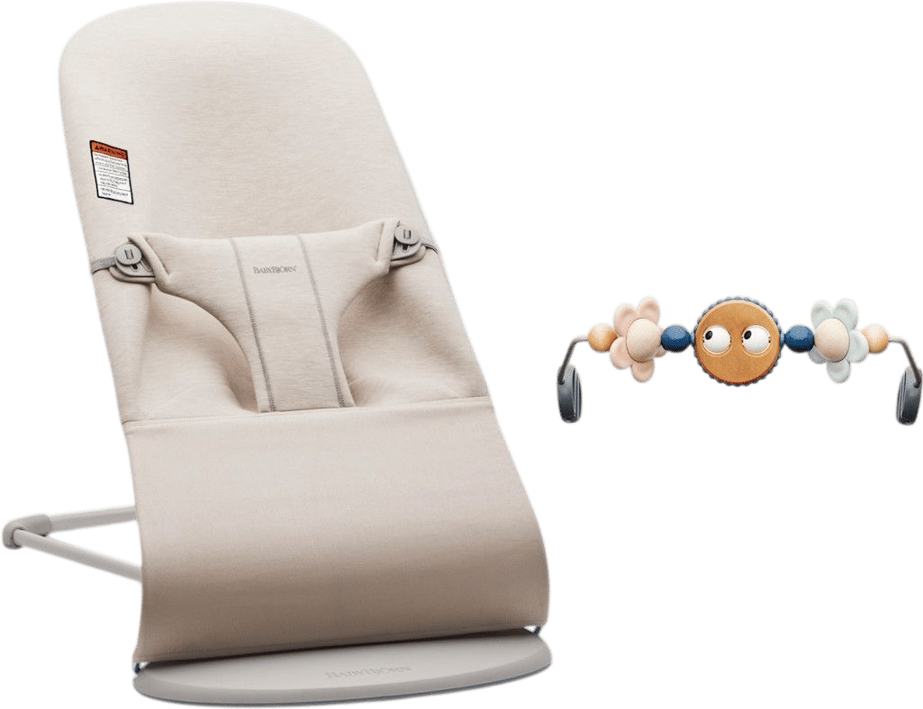 BabyBjörn Bouncer Bliss and Toy Bar Bundle - Light Beige/Pastels