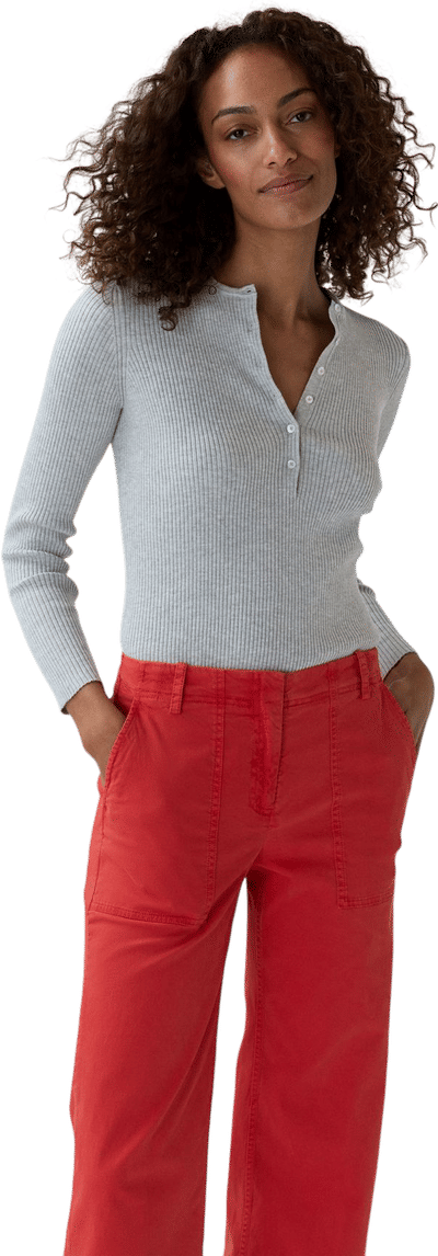 Long Sleeved Nia Ribbed Henley Top