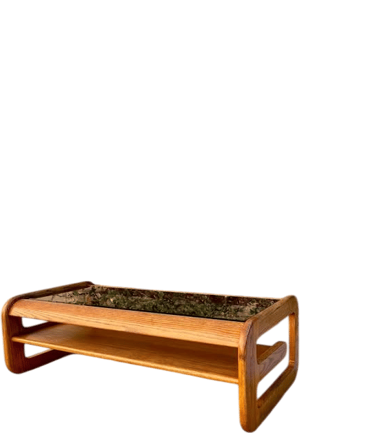 70s Vintage Lou Hodges Style smoked coffee table