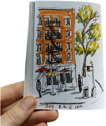 carrying a tiny sketchbook around