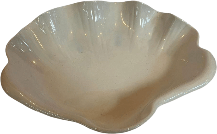 Large White Clam Shell Shaped Ceramic Dish