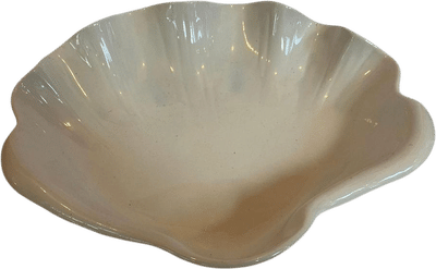 Large White Clam Shell Shaped Ceramic Dish