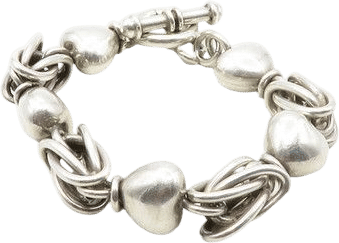 Silver Chunky Hearts Bracelet