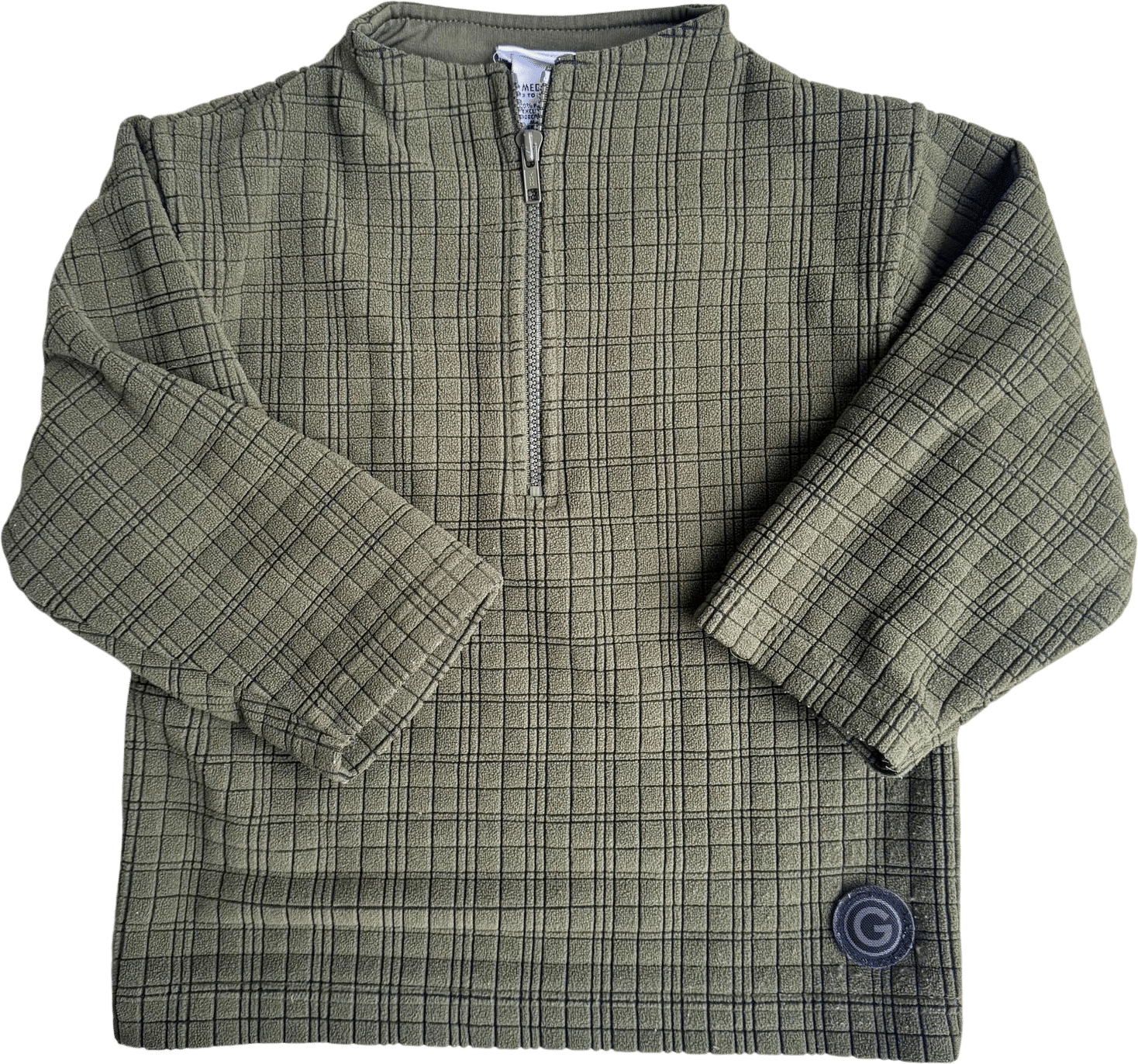 2000s Y2K Kids Vintage Gymboree Pullover Half Zip Army Green Long Sleeve Fleece M 3Y 4Y