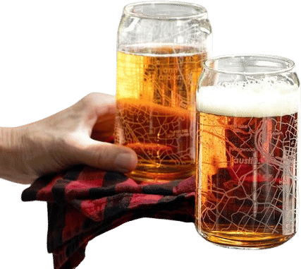Well Told Home Town Map 16 oz Can Glass