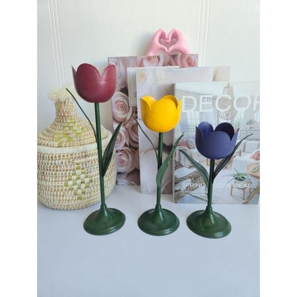 Vintage Tulip Candle Holders, 80's.