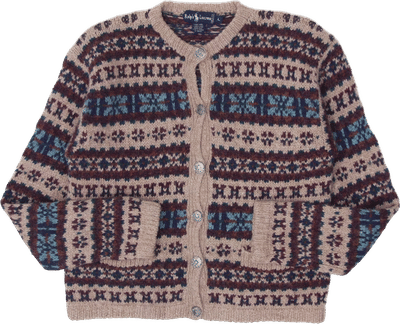 Vintage Hand Knit Wool Cardigan Sweater