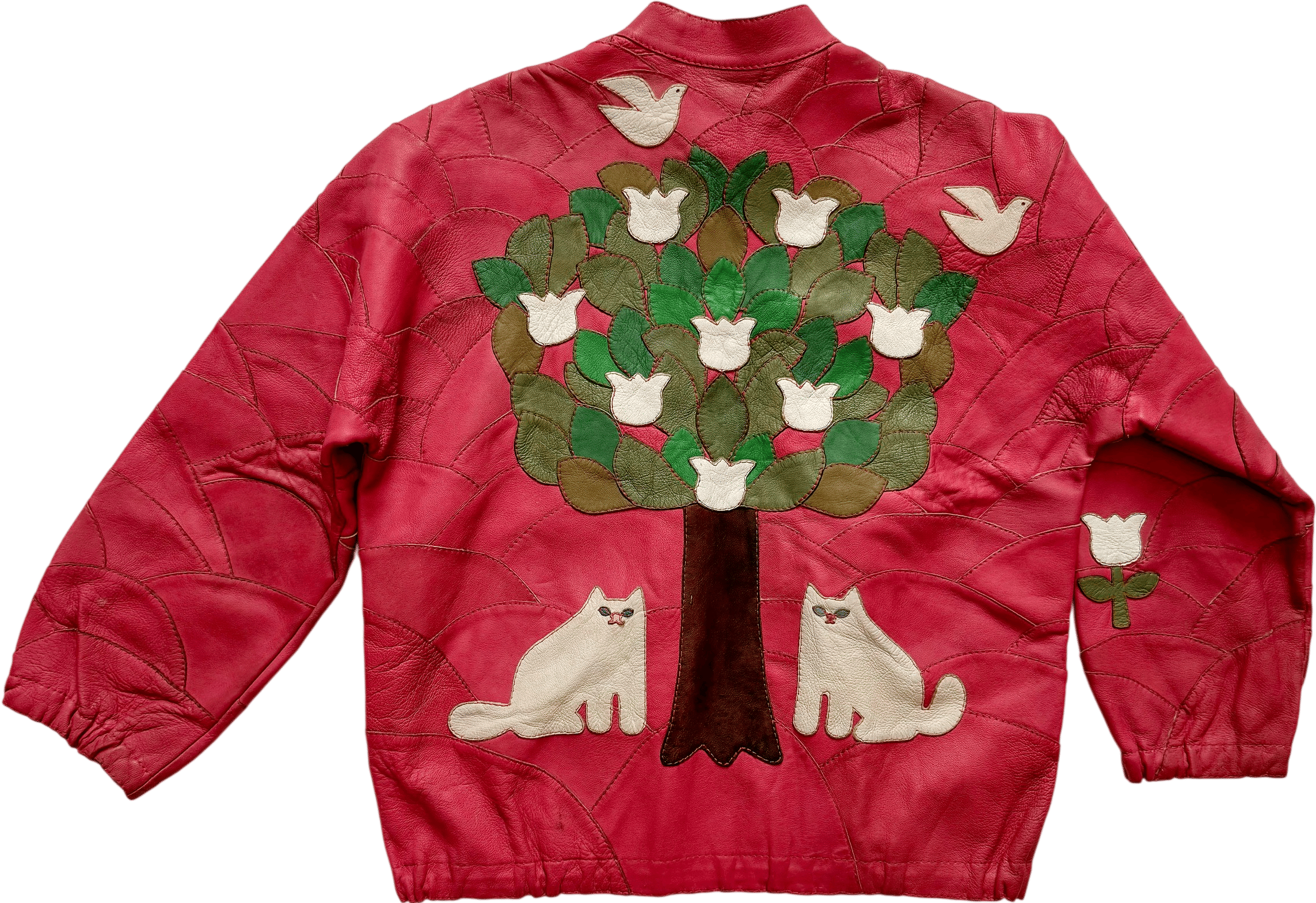 Handmade Patchwork Leather Cats & Doves Jacket 4-5Y