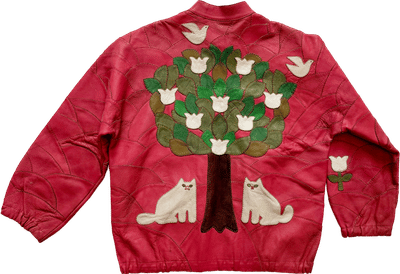 Handmade Patchwork Leather Cats & Doves Jacket