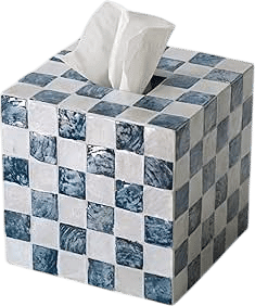 Checkered Tissue Box Cover (Navy Blue)