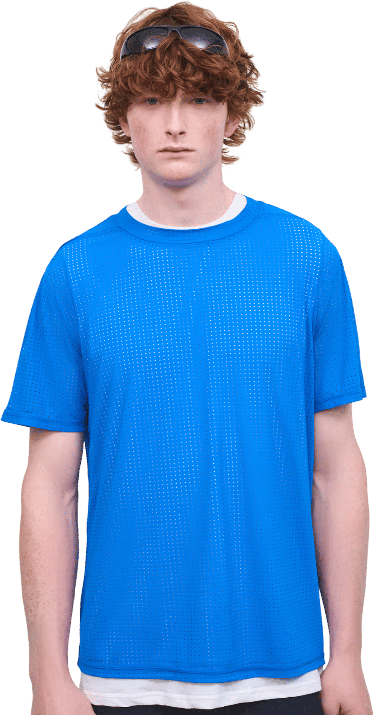 Literary Sport James Perforated T-Shirt in Lapis
