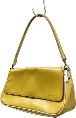 Yellow Leather Flap Handbag