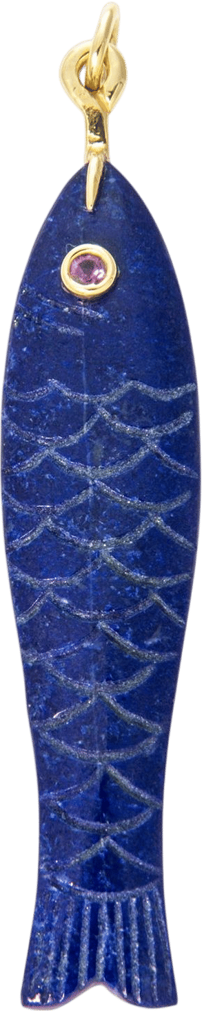 Mazza Lapis & Ruby 14K Gold Fish Pendant