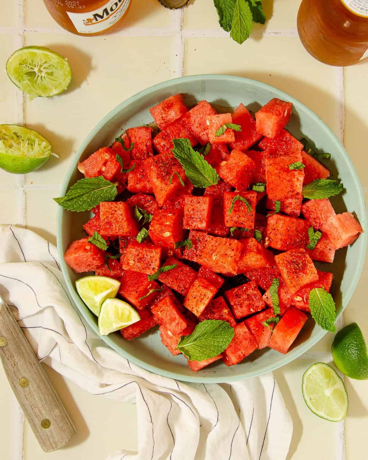 watermelon with a squeeze of fresh lime juice and tajin