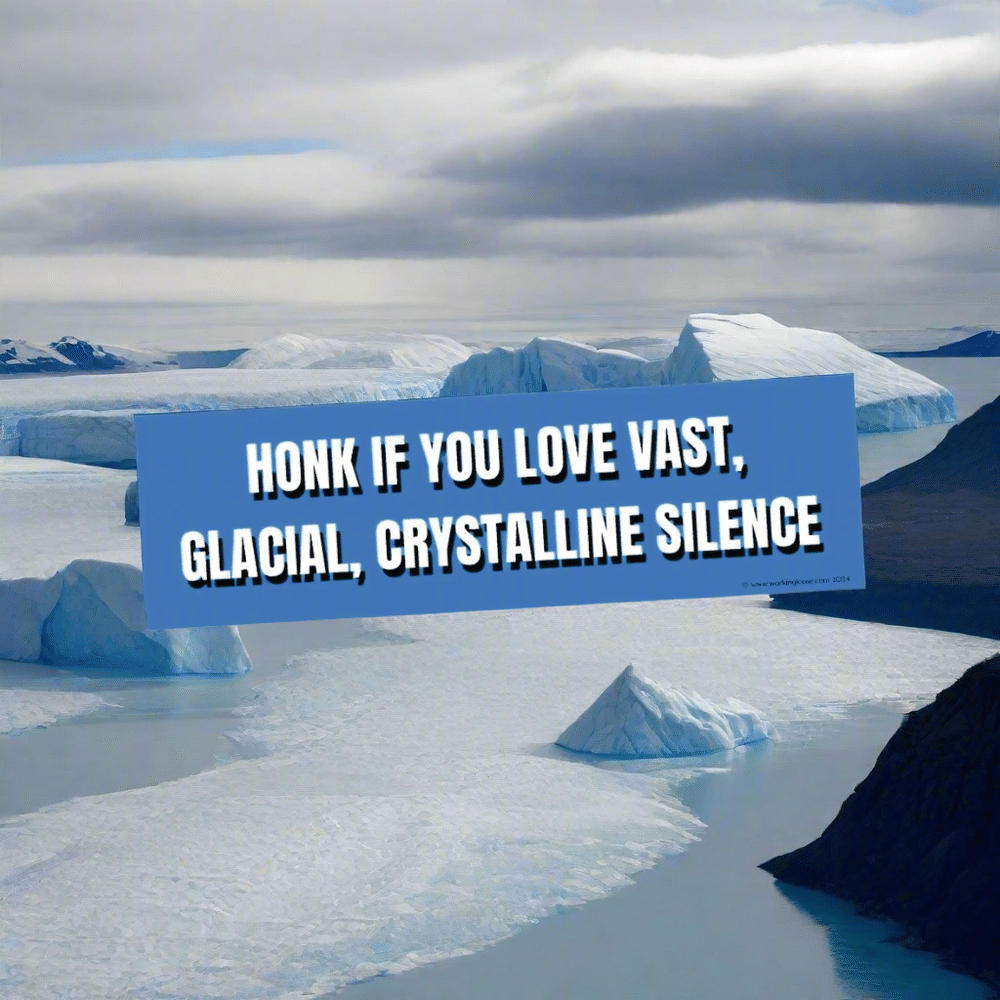 Bumper Sticker Show | HONK IF YOU LOVE VAST, GLACIAL, CRYSTALLINE SILENCE by Working Loose