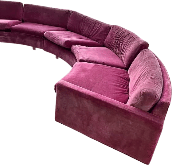Milo Baughman Circular Sectional Sofa (Burgundy, 1970)