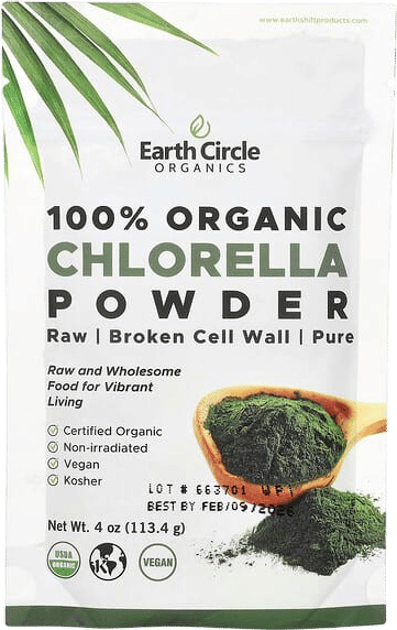 Earth Circle Organics, 100% Organic Chlorella Powder, 4 oz (113.4 g)
