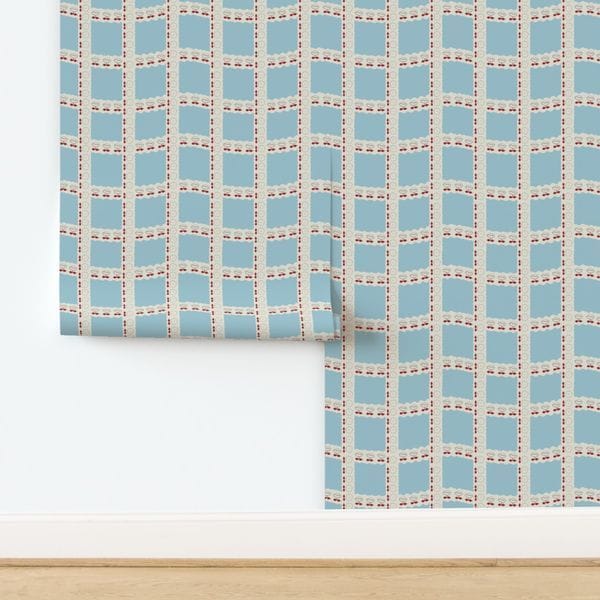 Wallpaper in Big Wavy Squares Light Blue