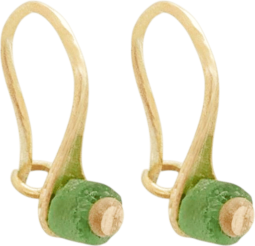 Gold Drop Spoon Earring with Red Stone