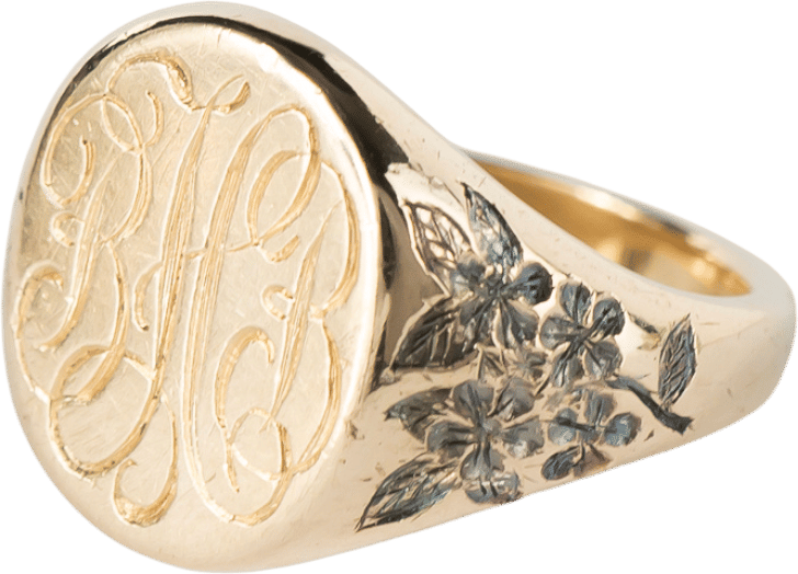 Soften an heirloom signet with floral engraving