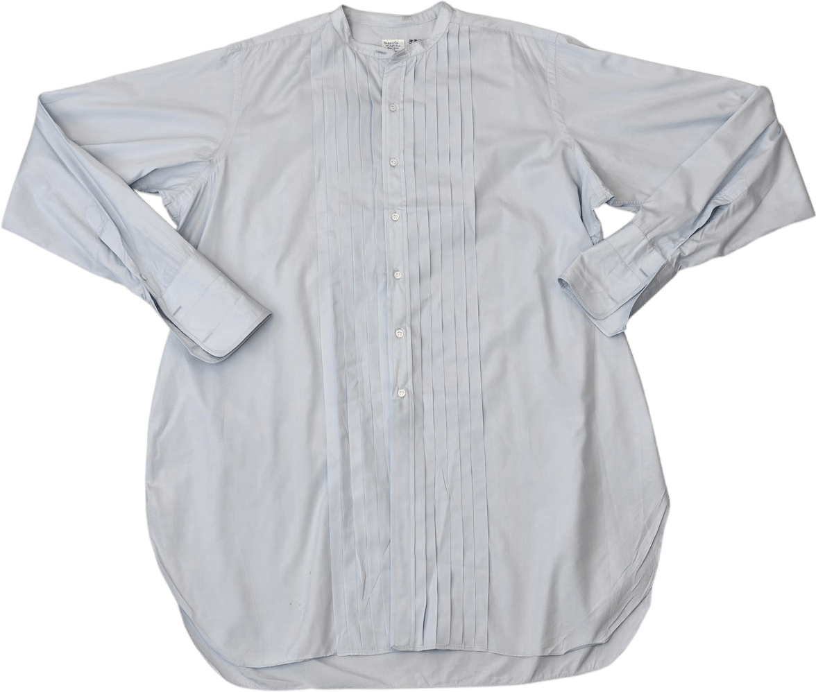 1960s 1967 Saks & Co Light Blue Mens Button Down Tuxedo Dress Shirt