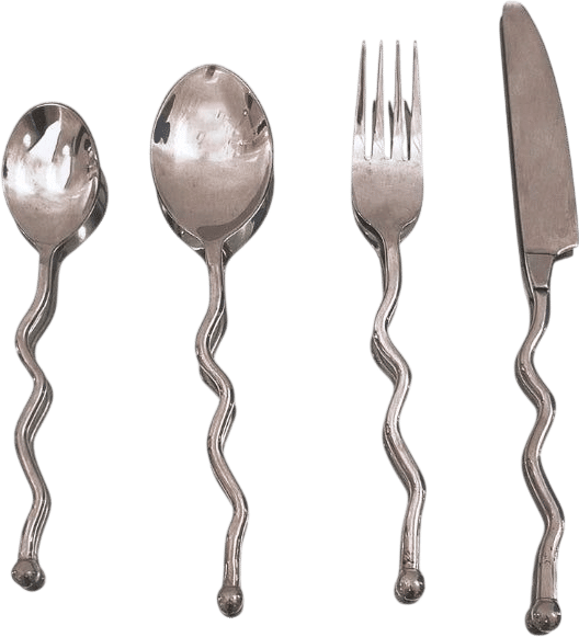 Vintage Wavy 80s Cutlery Set of 4