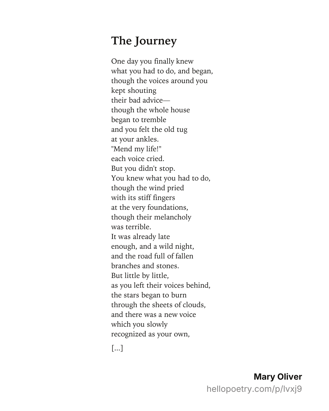 The journey by Mary Oliver