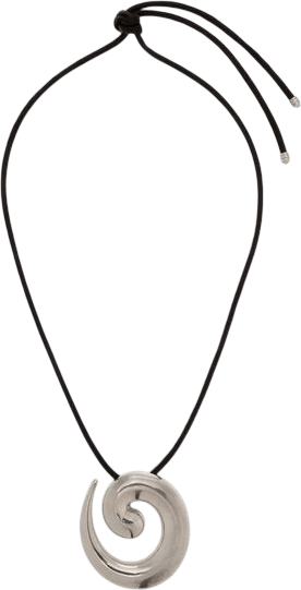 Exclusive Silver-Tone Leather Necklace