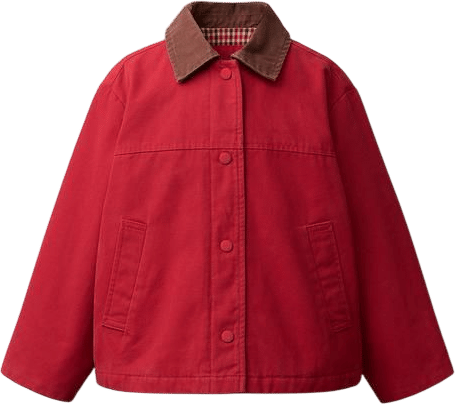 CANVAS JACKET WITH CONTRASTING COLLAR