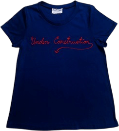 1960s 1970s Vintage “Under Construction” Chainstitch T-Shirt Blue Size L