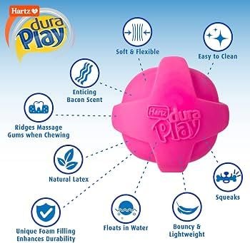 Hartz Dura Play Bacon Scented Squeak Ball Dog Toy (3 Pack)