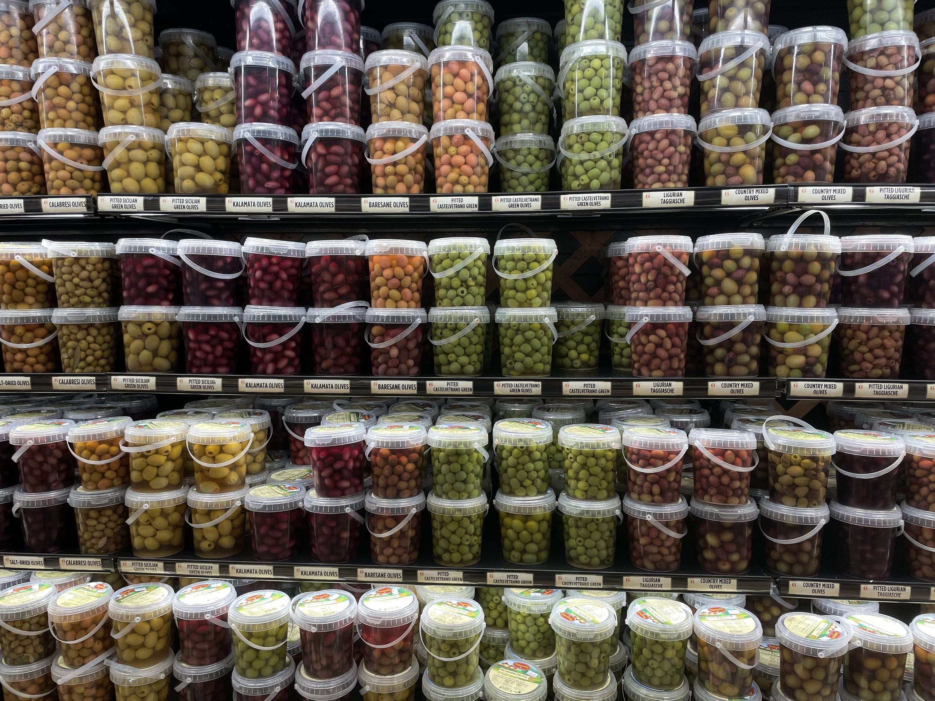 The olive aisle at Uncle Giuseppe’s