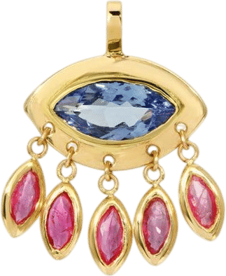 Tanzanite Evil Eye Pendant • 14K Gold Protection Charm